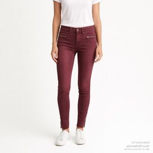 Abercrombie & Fitch 8R Burgundy Super Skinny High Rise Zip Ankle Jeans